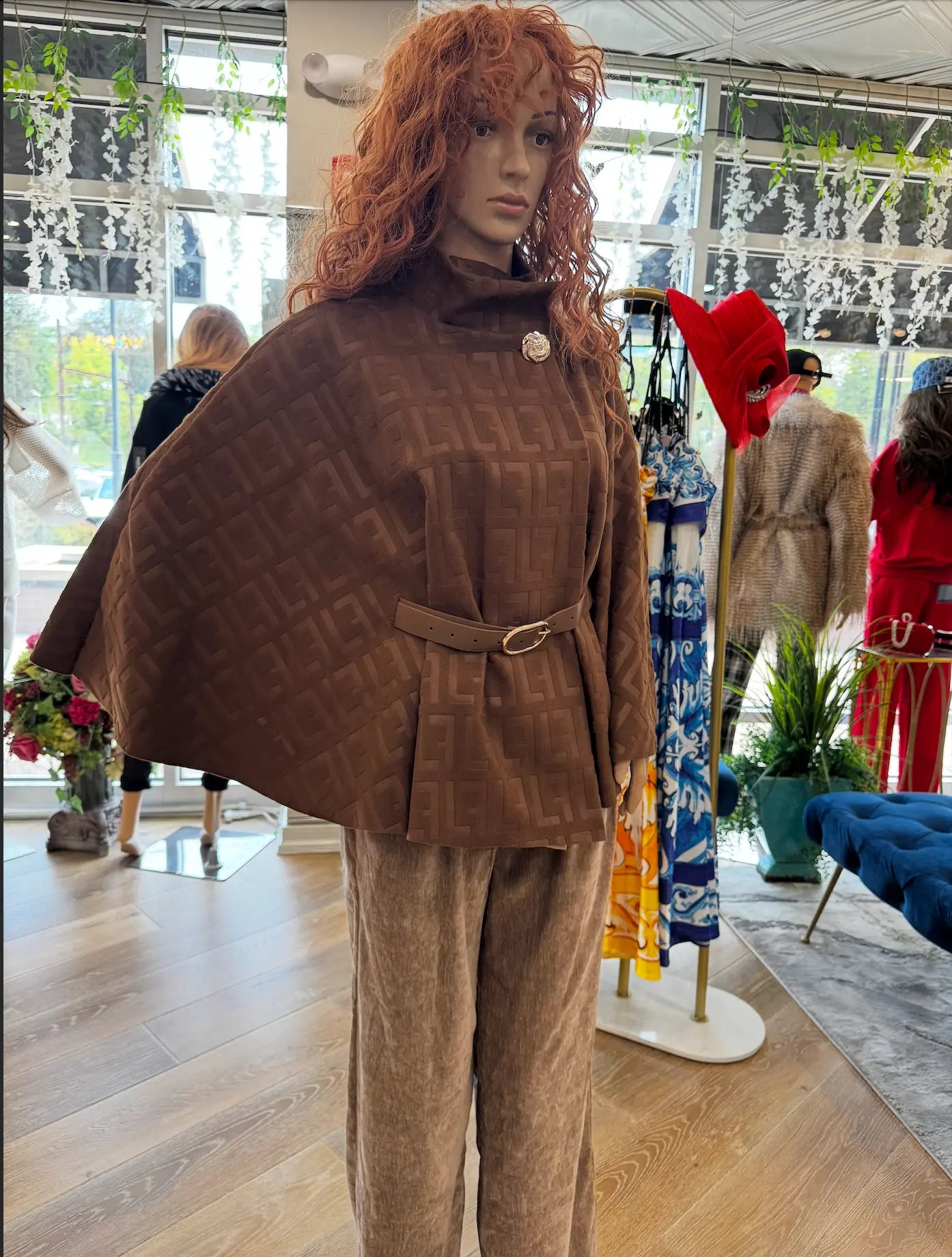 Karma Monogram Poncho with Belt – Brown & Black Karma