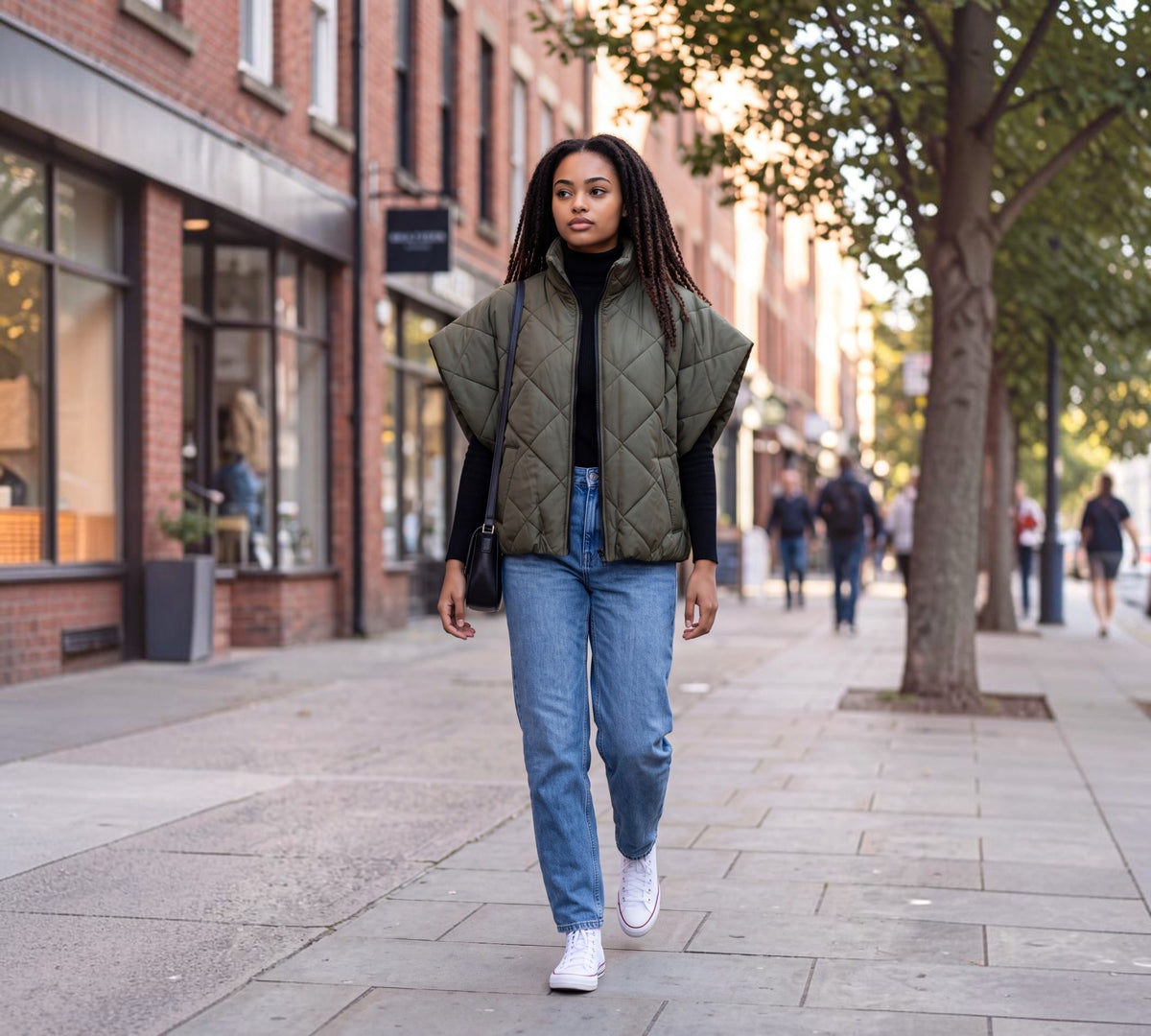 Short-Sleeve Down Puffer Jacket with High Collar - Above the Crowd Boutique