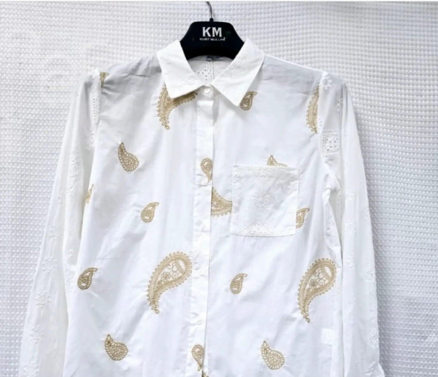 Kurt Muller Paisley Embroidered Anglais Cotton Shirt Kurt Muller