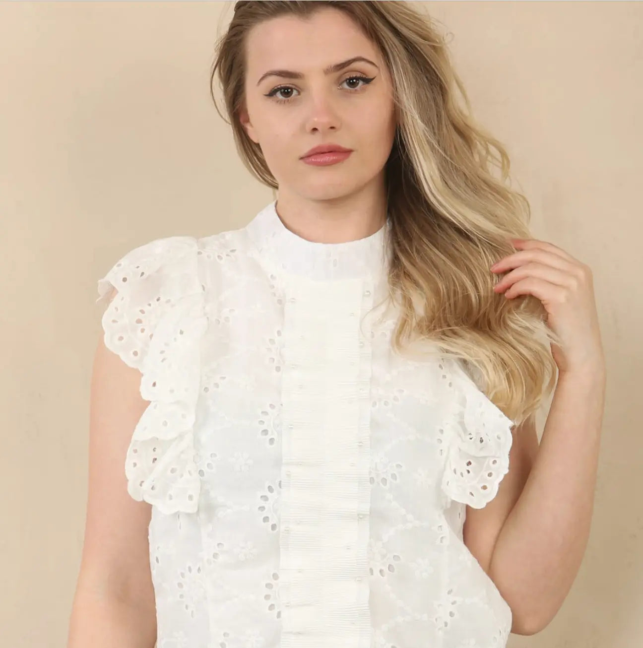 Kurt Muller Pearl Trim Anglais Lace Blouse Kurt Muller