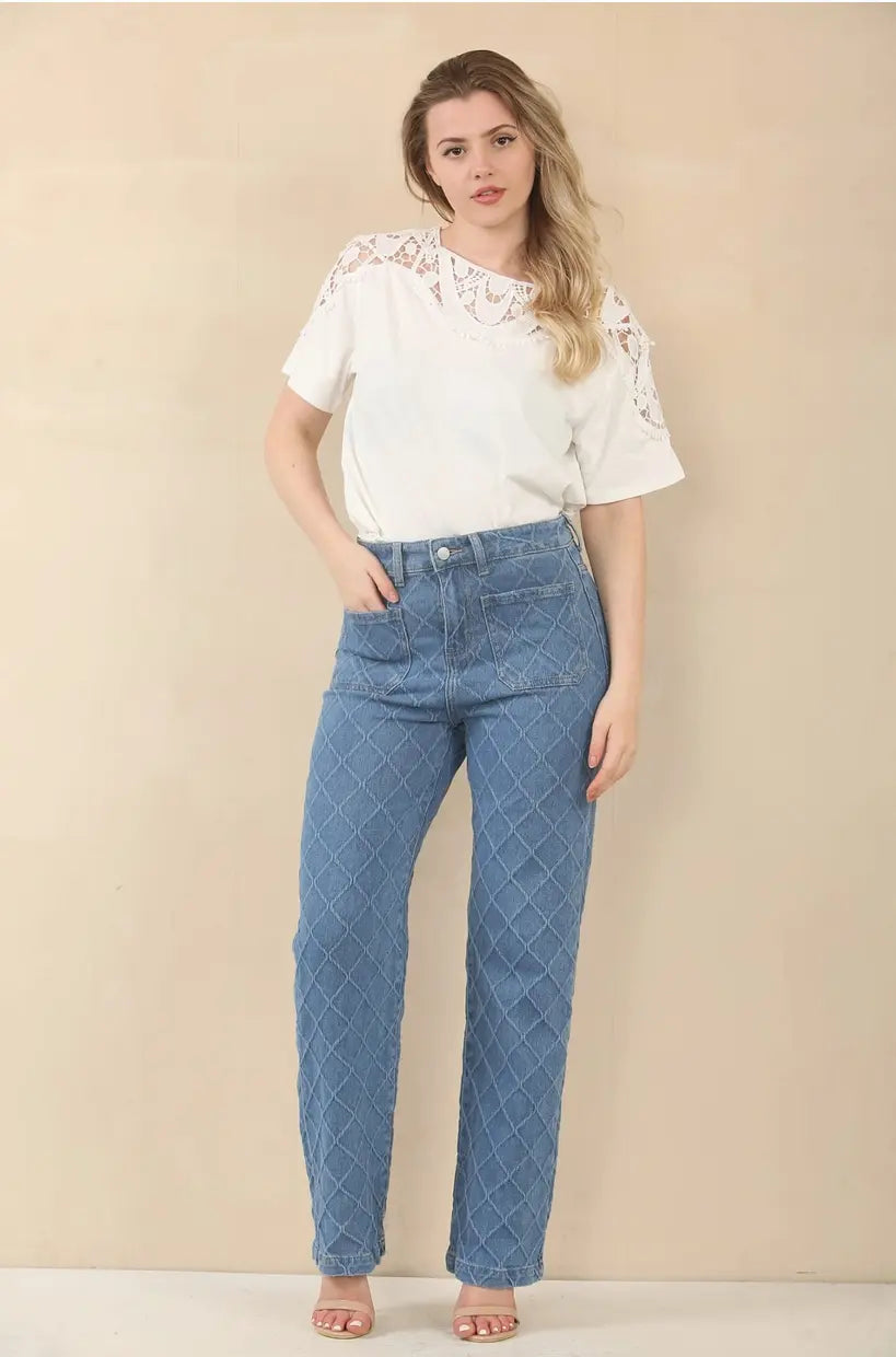 Kurt Muller Textured Wide Leg Voggo Jeans Kurt Muller