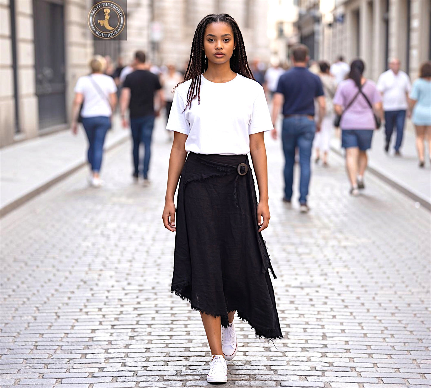 Linen and More 100% COCONUT LINEN BUTTON SKIRT - Above the Crowd Boutique
