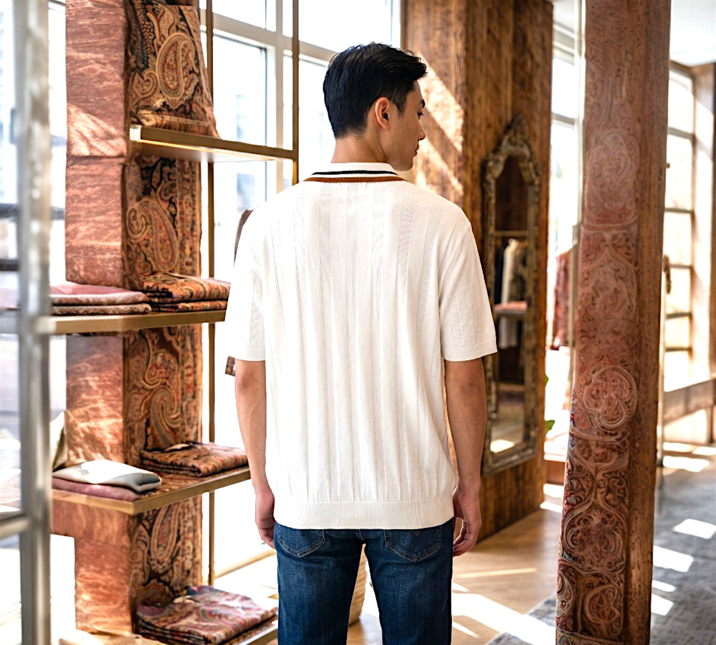 Men’s Short Sleeve Knit Zip Polo - Above the Crowd Boutique