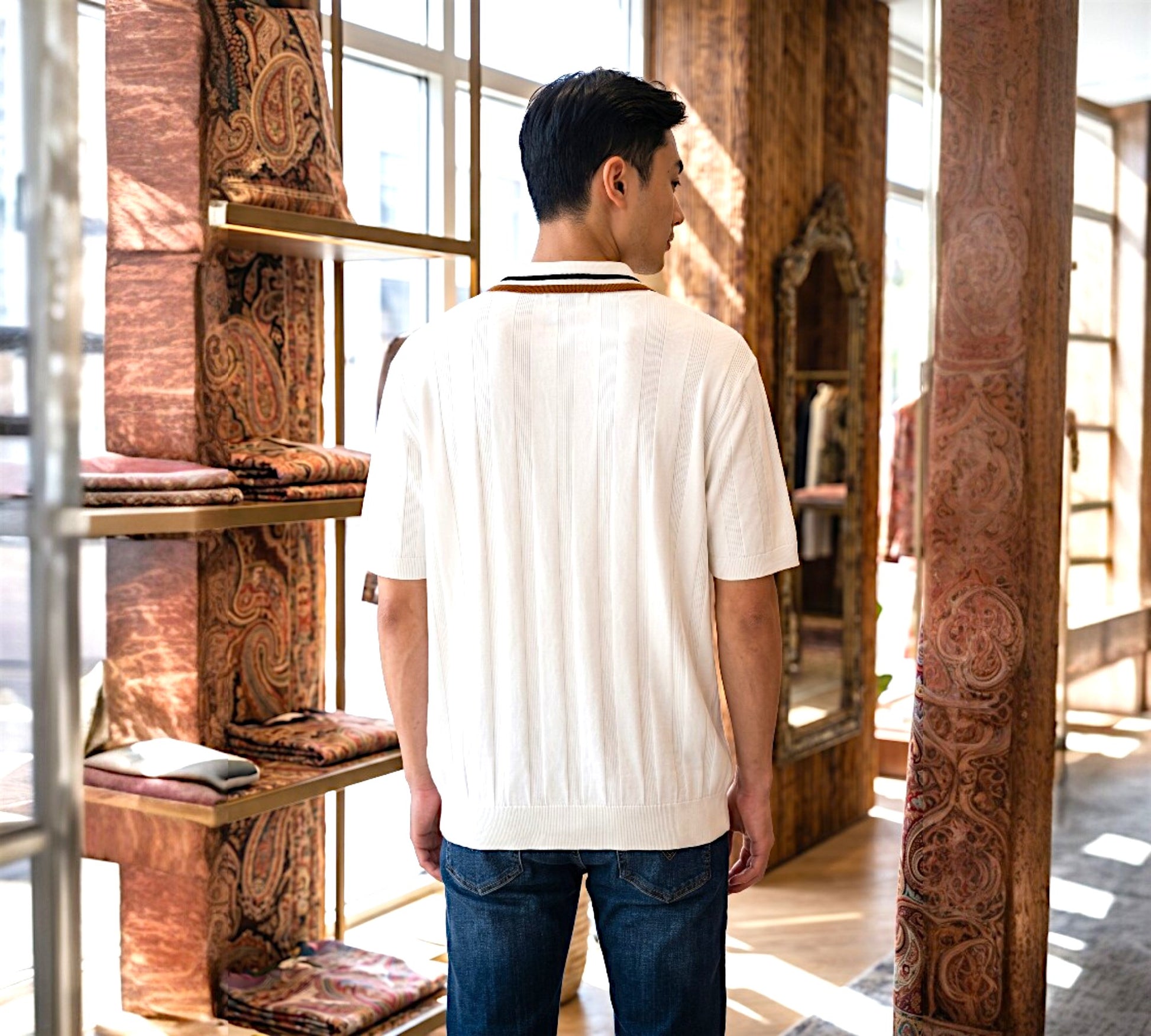 Men’s Short Sleeve Knit Zip Polo - Above the Crowd Boutique