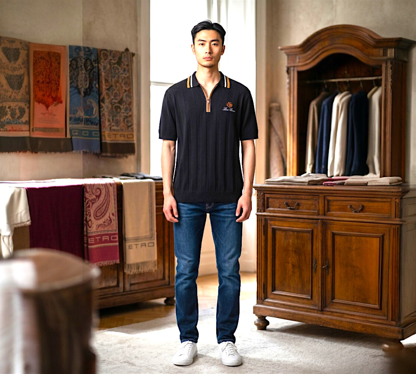 Men’s Short Sleeve Knit Zip Polo - Above the Crowd Boutique