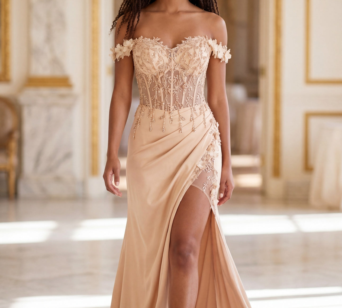Ladivine Fitted Evening Gown CD0186 - Above The Crowd Boutique