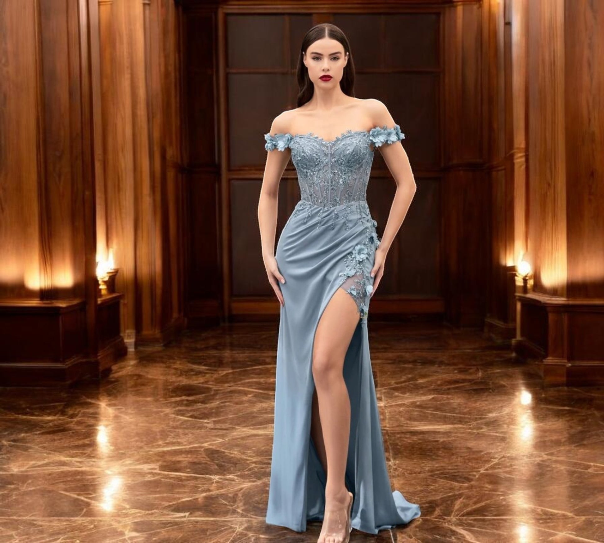 Ladivine Fitted Evening Gown CD0186 - Above The Crowd Boutique