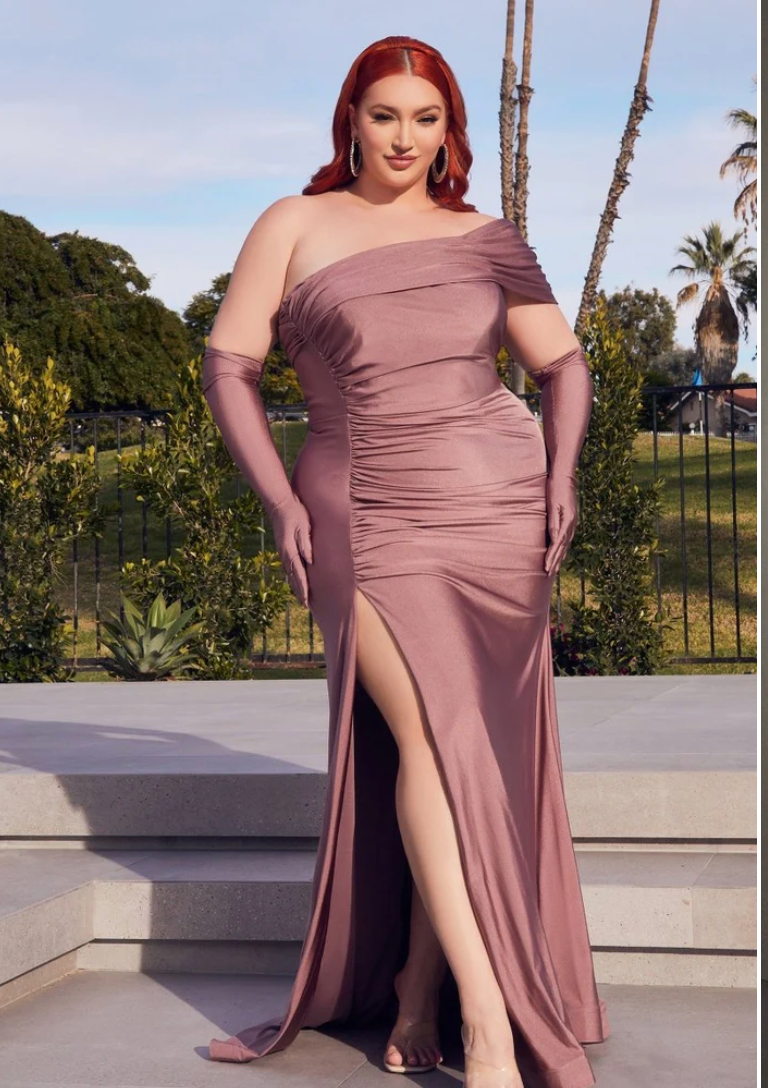 Ladivine Stretch Satin Gown With Gloves CD979C Ladivine