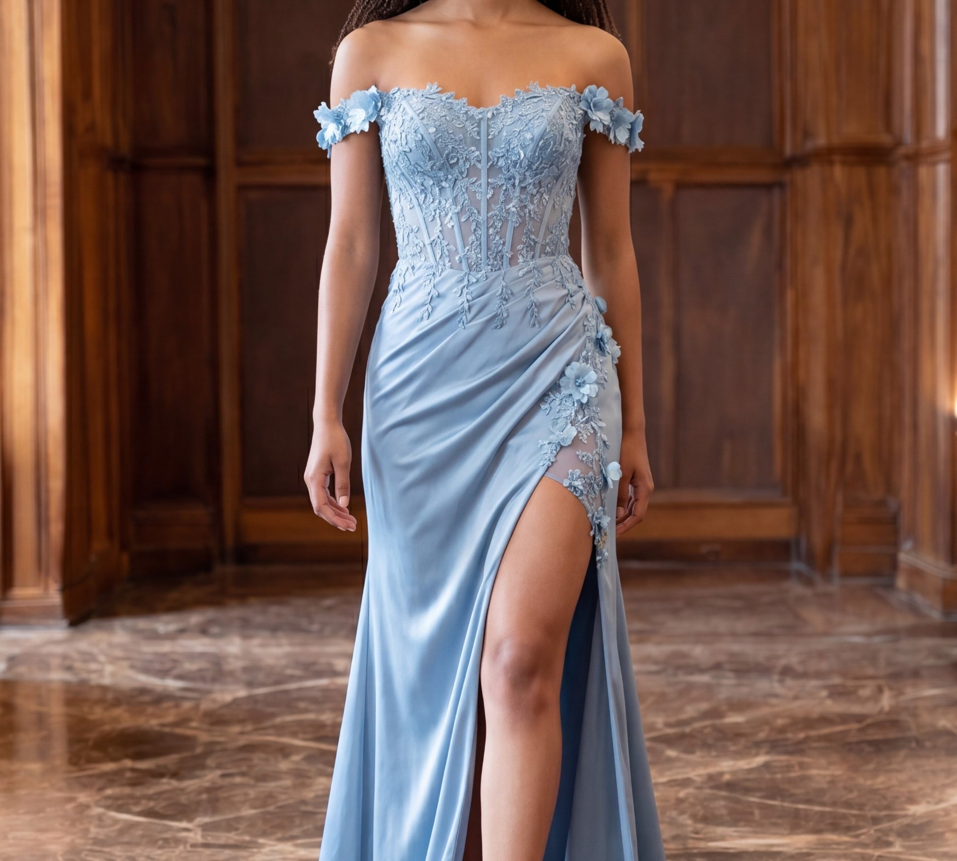 Ladivine Fitted Evening Gown CD0186 - Above The Crowd Boutique