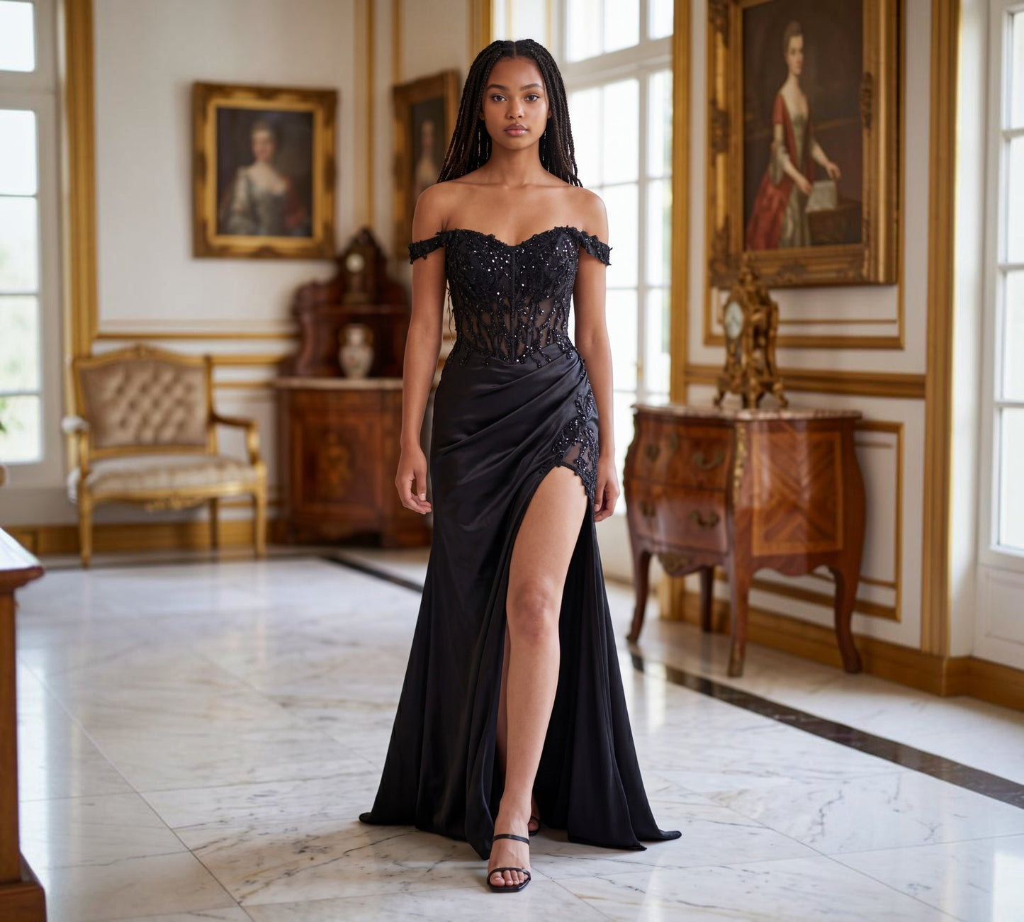 Ladivine Fitted Evening Gown CD0186 - Above The Crowd Boutique