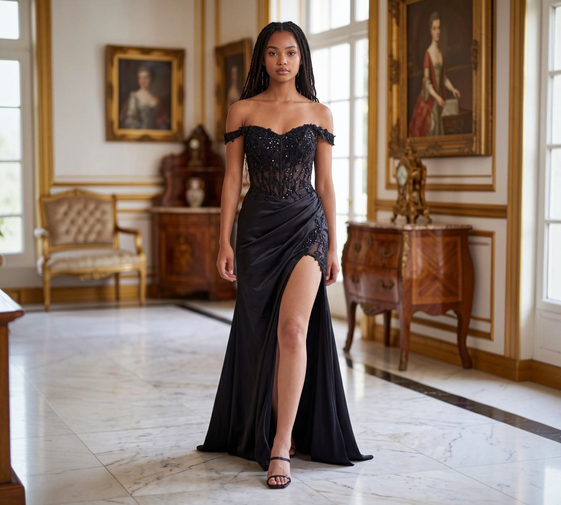 Ladivine Fitted Evening Gown CD0186 - Above The Crowd Boutique