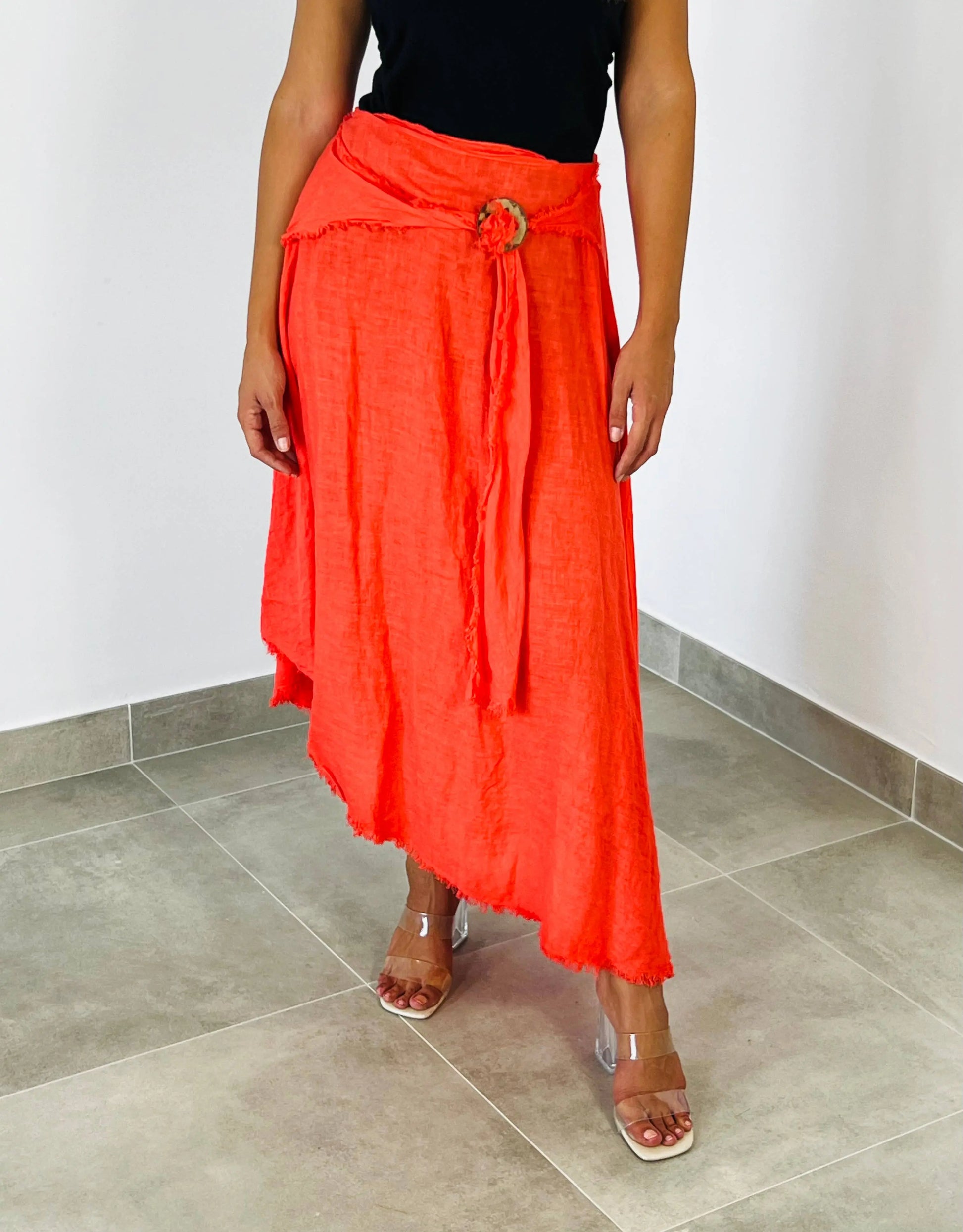 Linen and More 100% COCONUT LINEN BUTTON SKIRT Linen & More