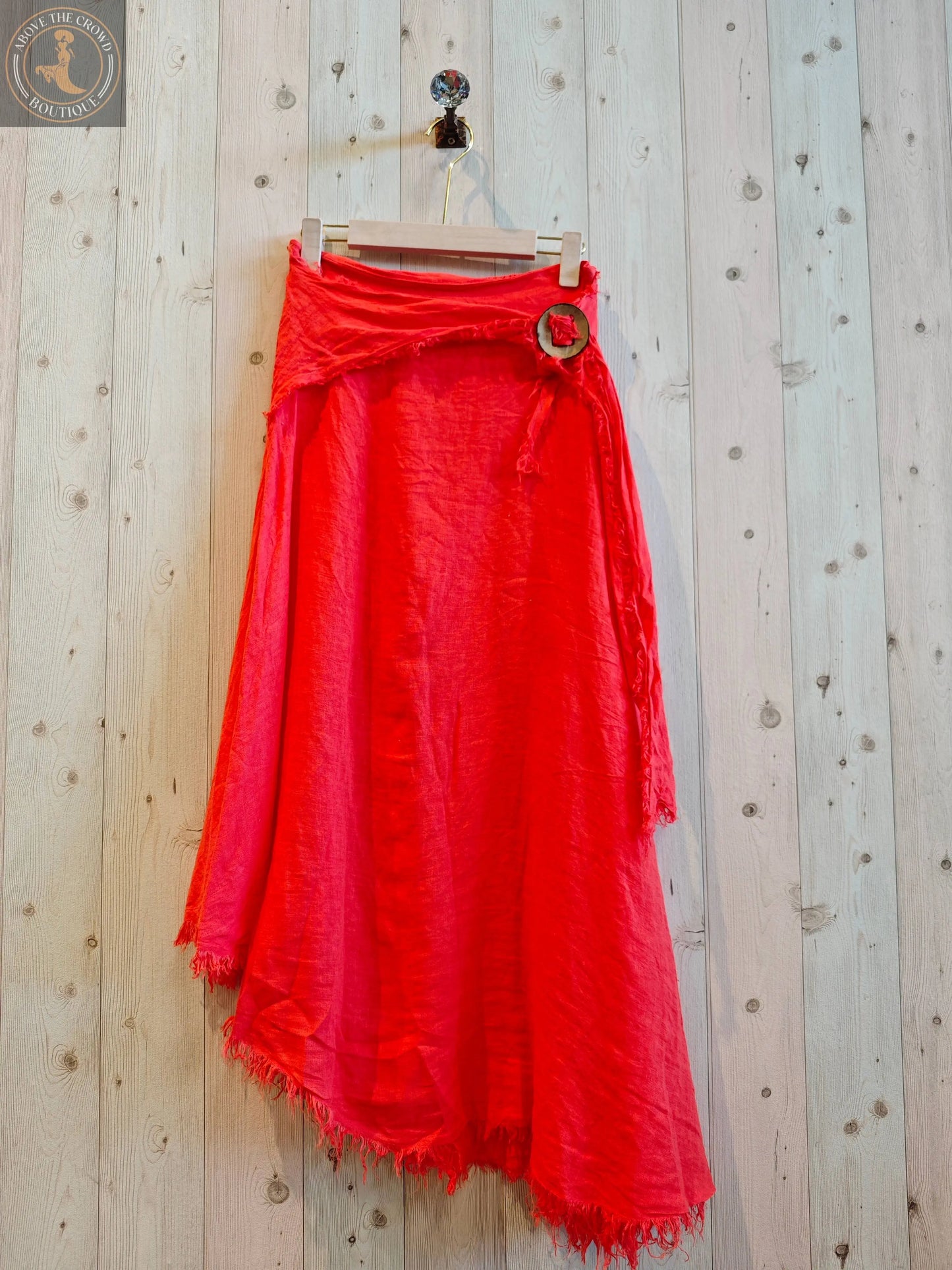 Linen and More 100% COCONUT LINEN BUTTON SKIRT Linen & More