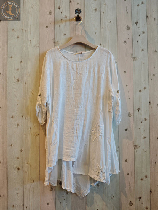 Linen and More 100% LINEN LONG BLOUSE Linen & More