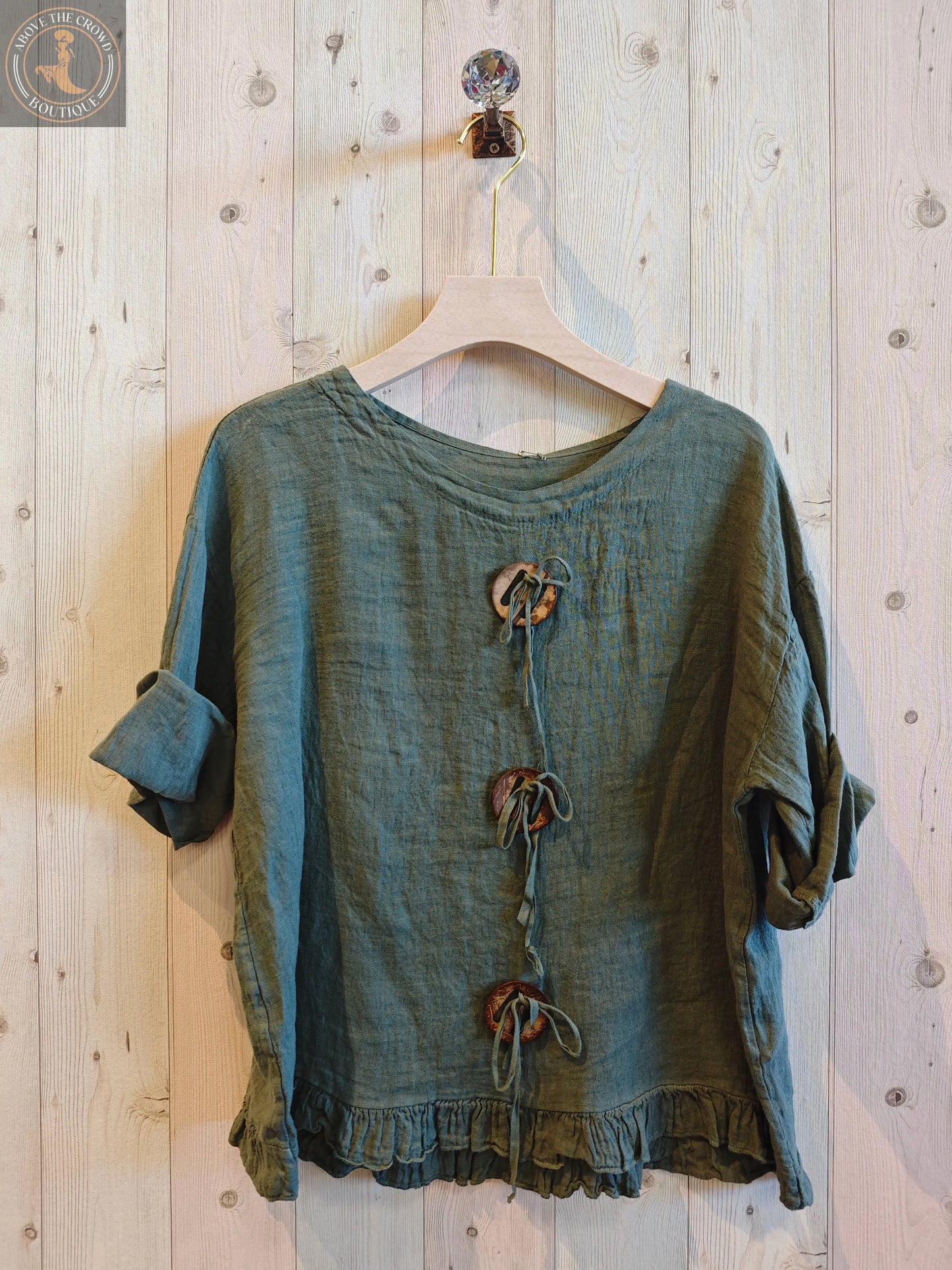 Linen and More 100% LINEN RING BLOUSE Linen & More