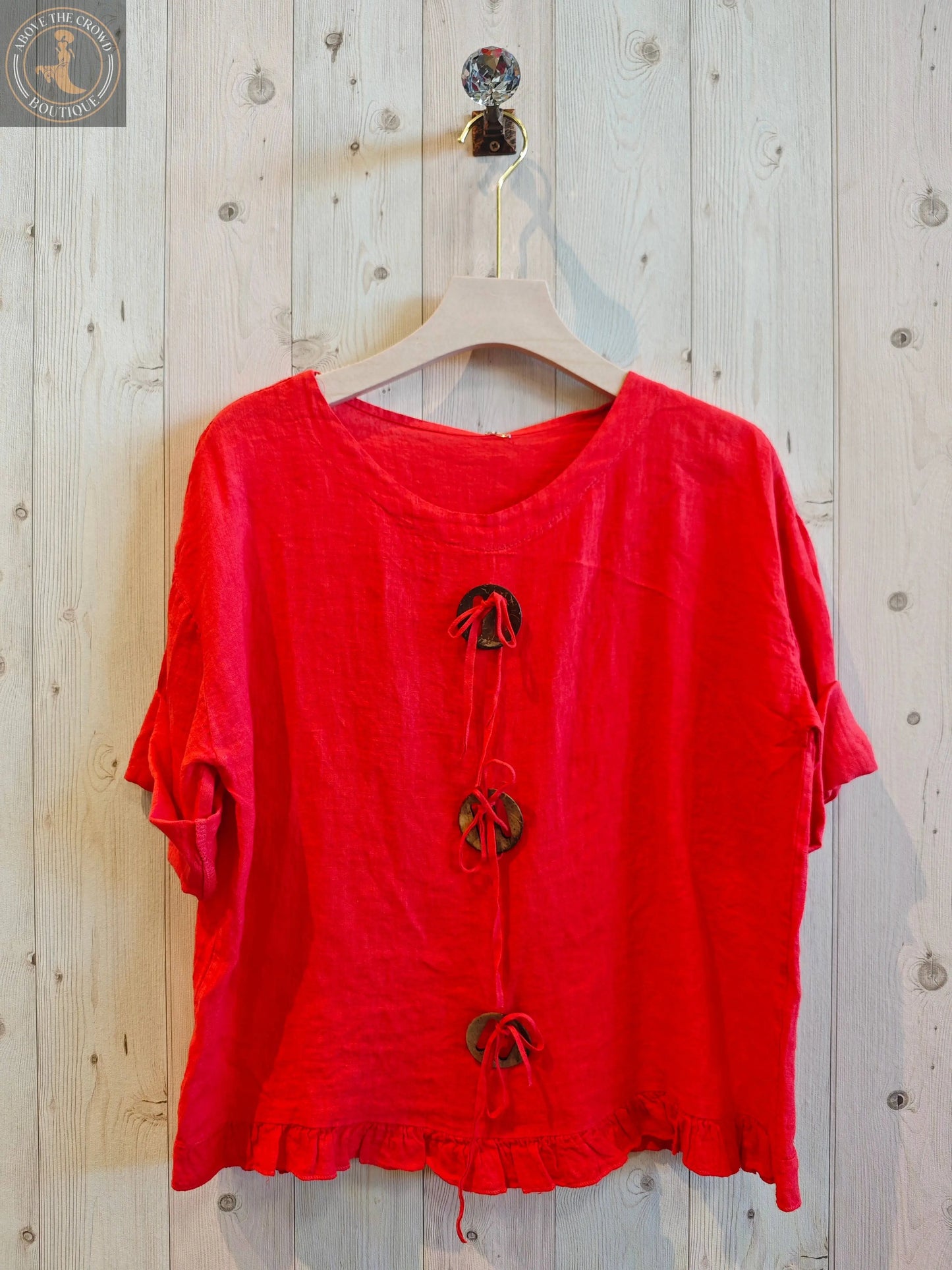 Linen and More 100% LINEN RING BLOUSE Linen & More