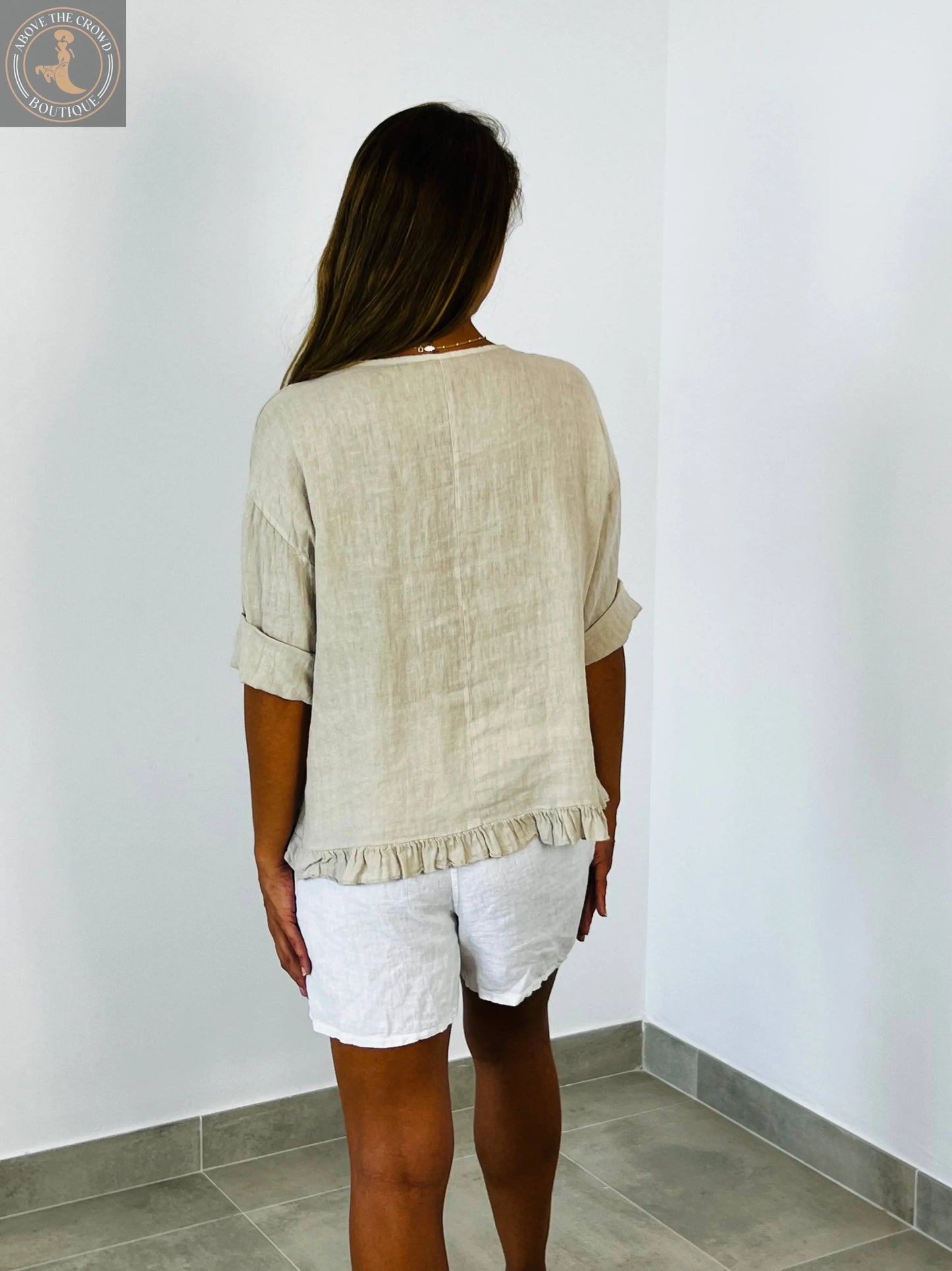Linen and More 100% LINEN RING BLOUSE Linen & More