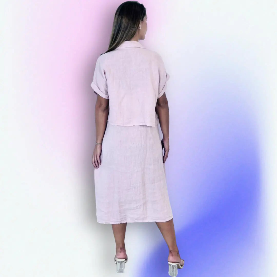 Linen and More BLAZER AND STRAPPY DRESS SET 100% LINEN Linen & More