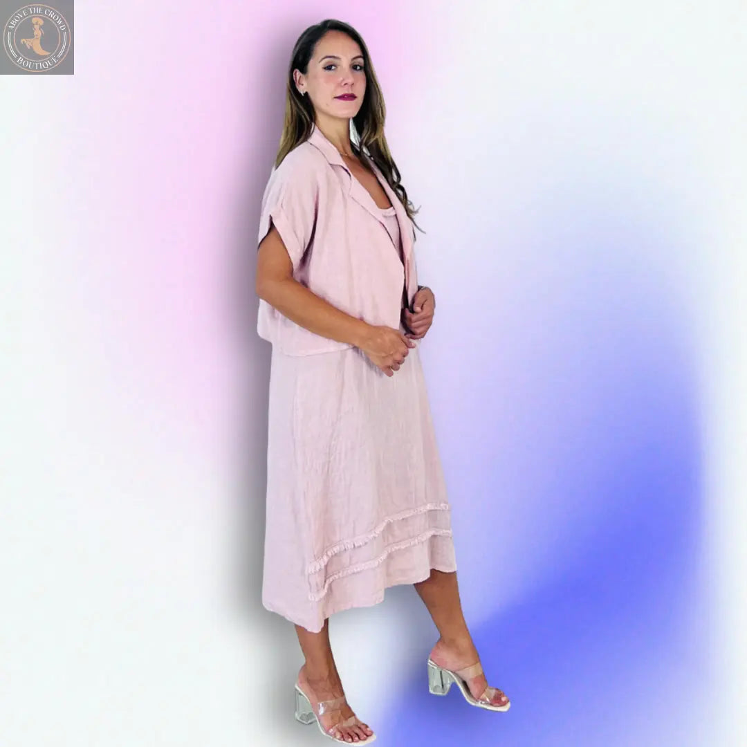 Linen and More BLAZER AND STRAPPY DRESS SET 100% LINEN Linen & More