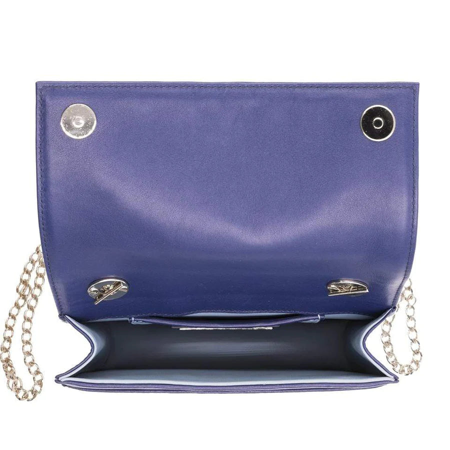 Lola&Lo Tania Embroidered Denim Clutch with Napa Leather Lining - Crafted in Spain Lola@Lo