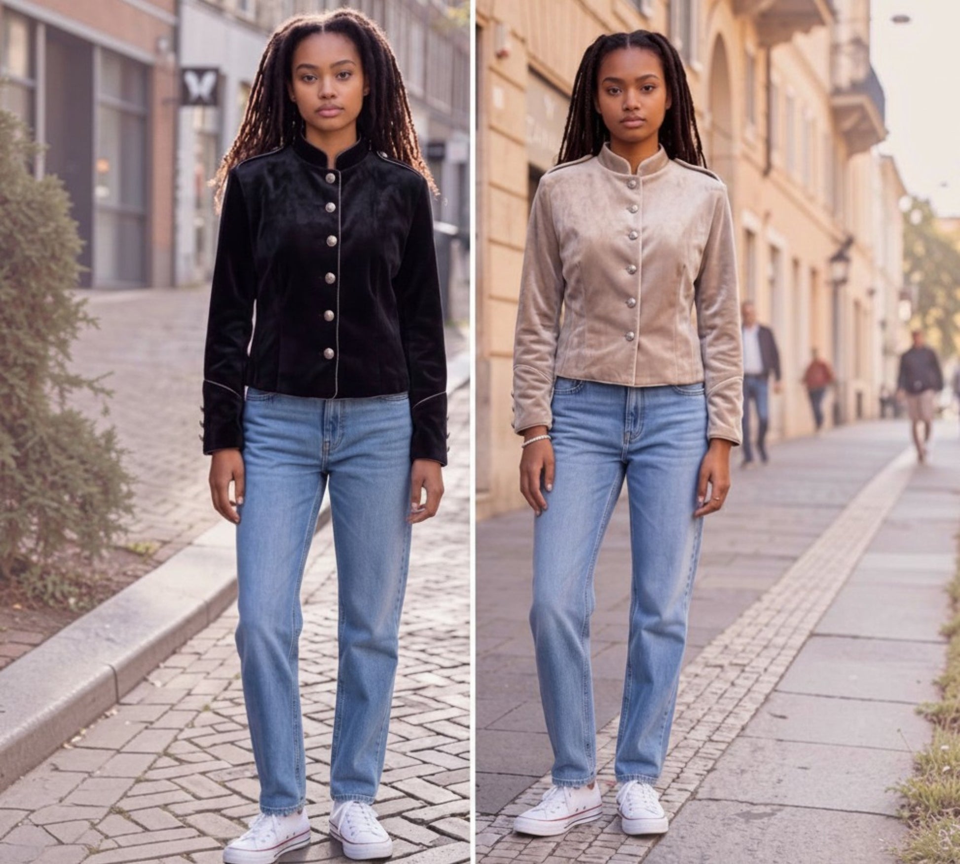 Velvet Military-Inspired Cropped Jacket - Above the Crowd Boutique