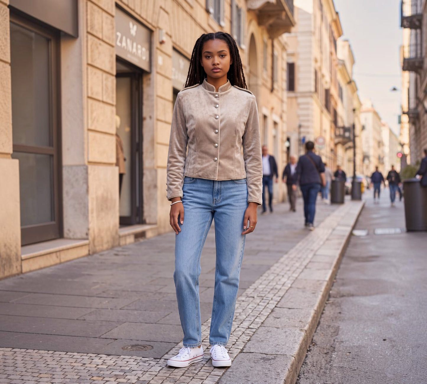 Velvet Military-Inspired Cropped Jacket - Above the Crowd Boutique