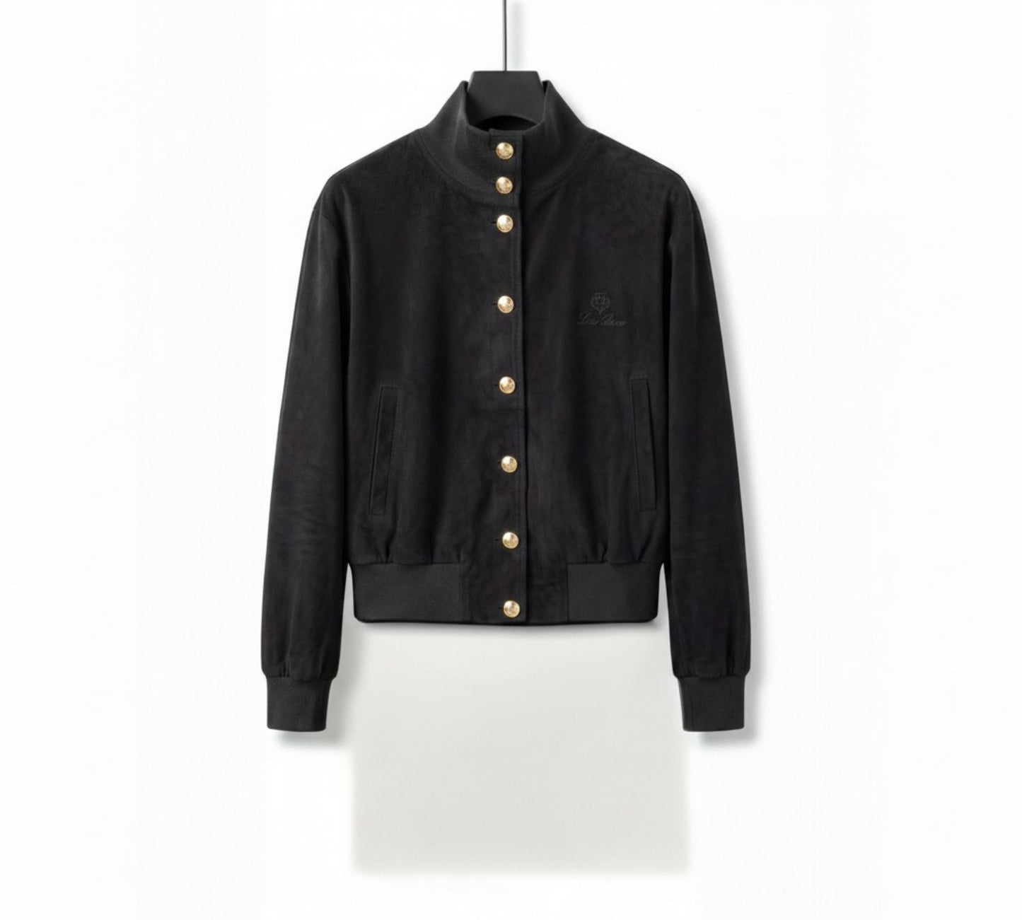 Button Bomber Jacket & Wide-Leg Pants Set