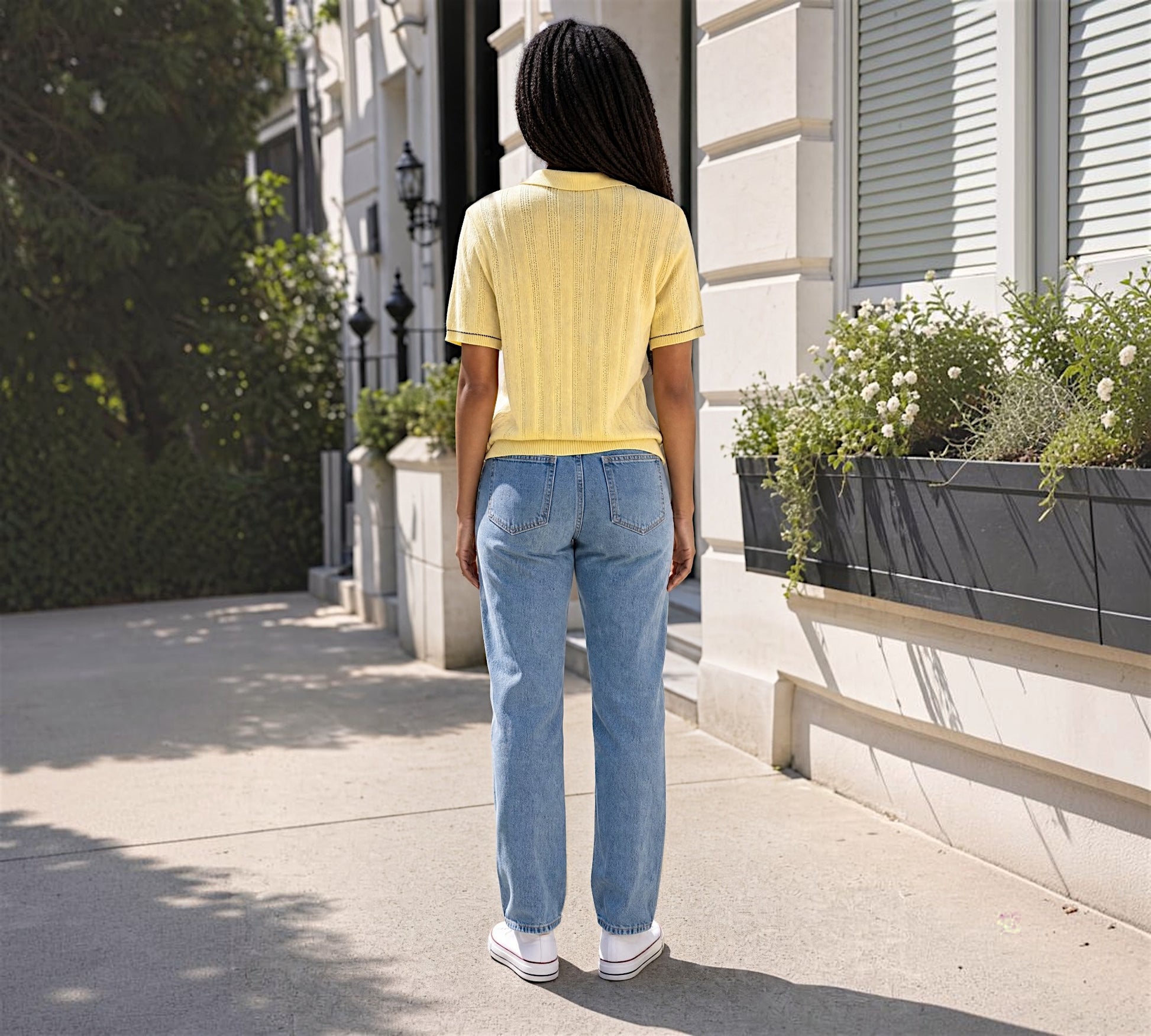 Pointelle Knit Polo Top – Lemon Yellow - Above the Crowd Boutique