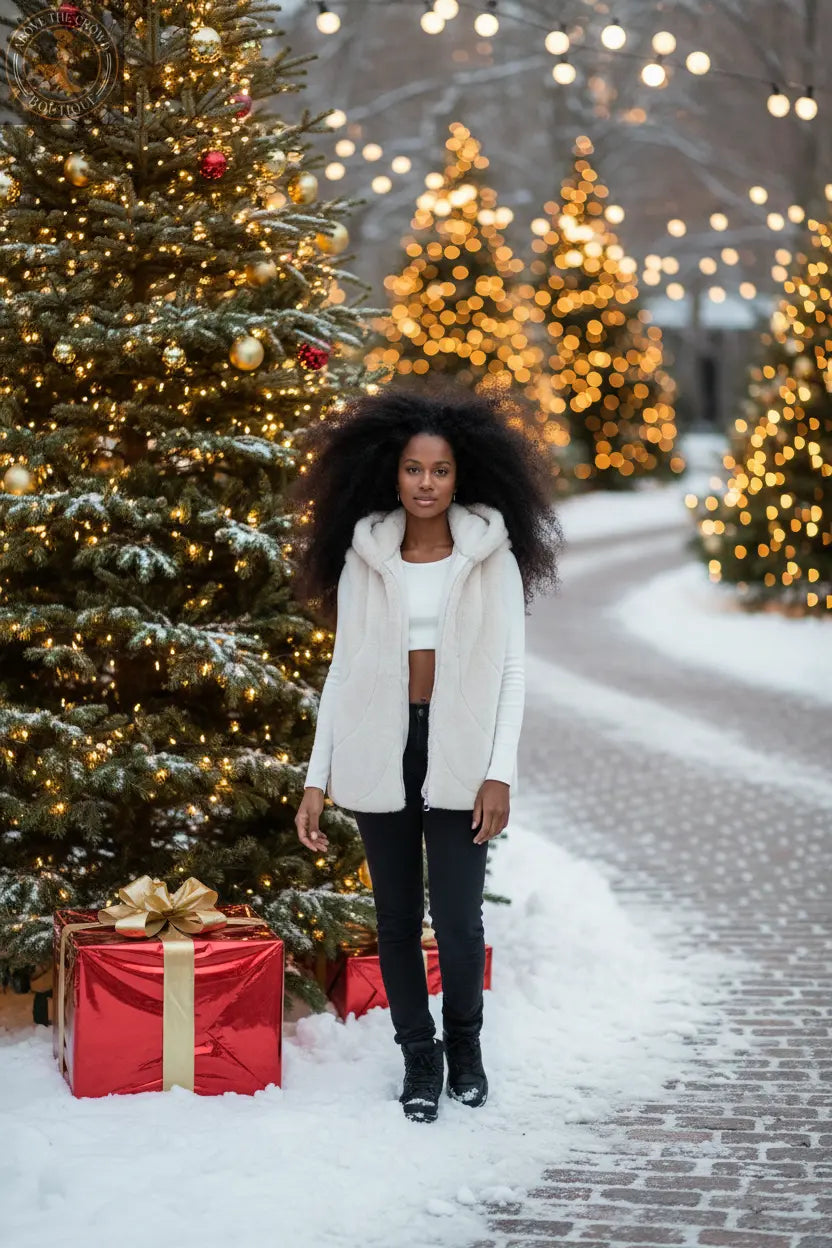 Mailika Antique White Hooded Vest - Above the Crowd Boutique