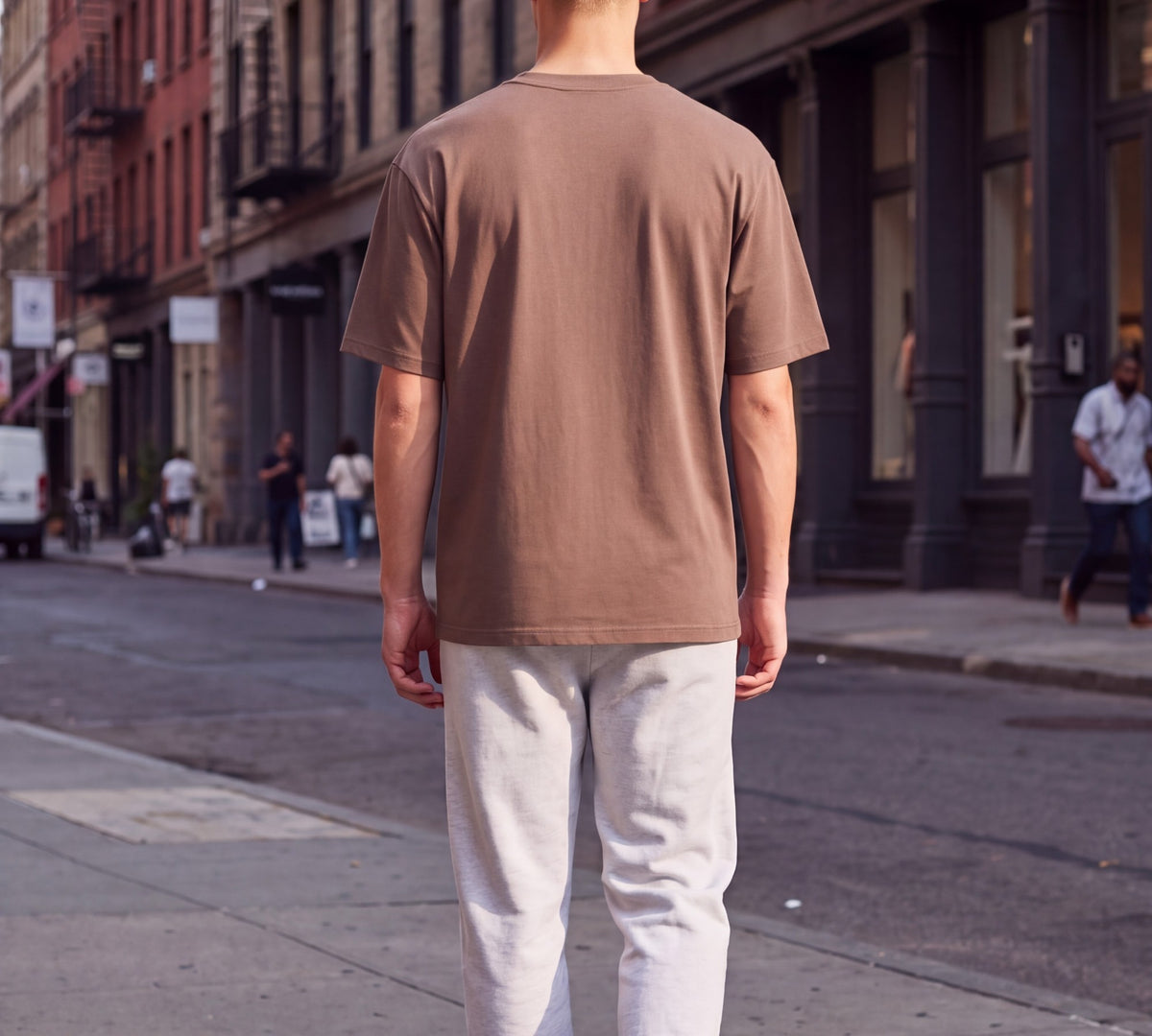 Men’s Mocha Brown Crest Logo Crew-Neck T-Shirt - Above the Crowd Boutique
