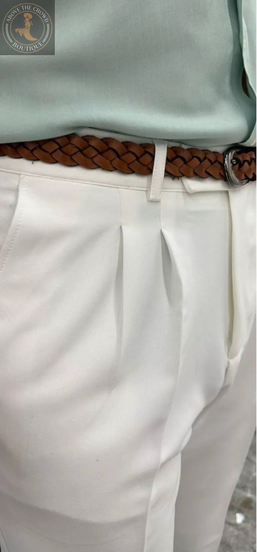 Men’s Pleated Tailored Trousers  with Side Buckle Tabs FCplus-Men's Fashion