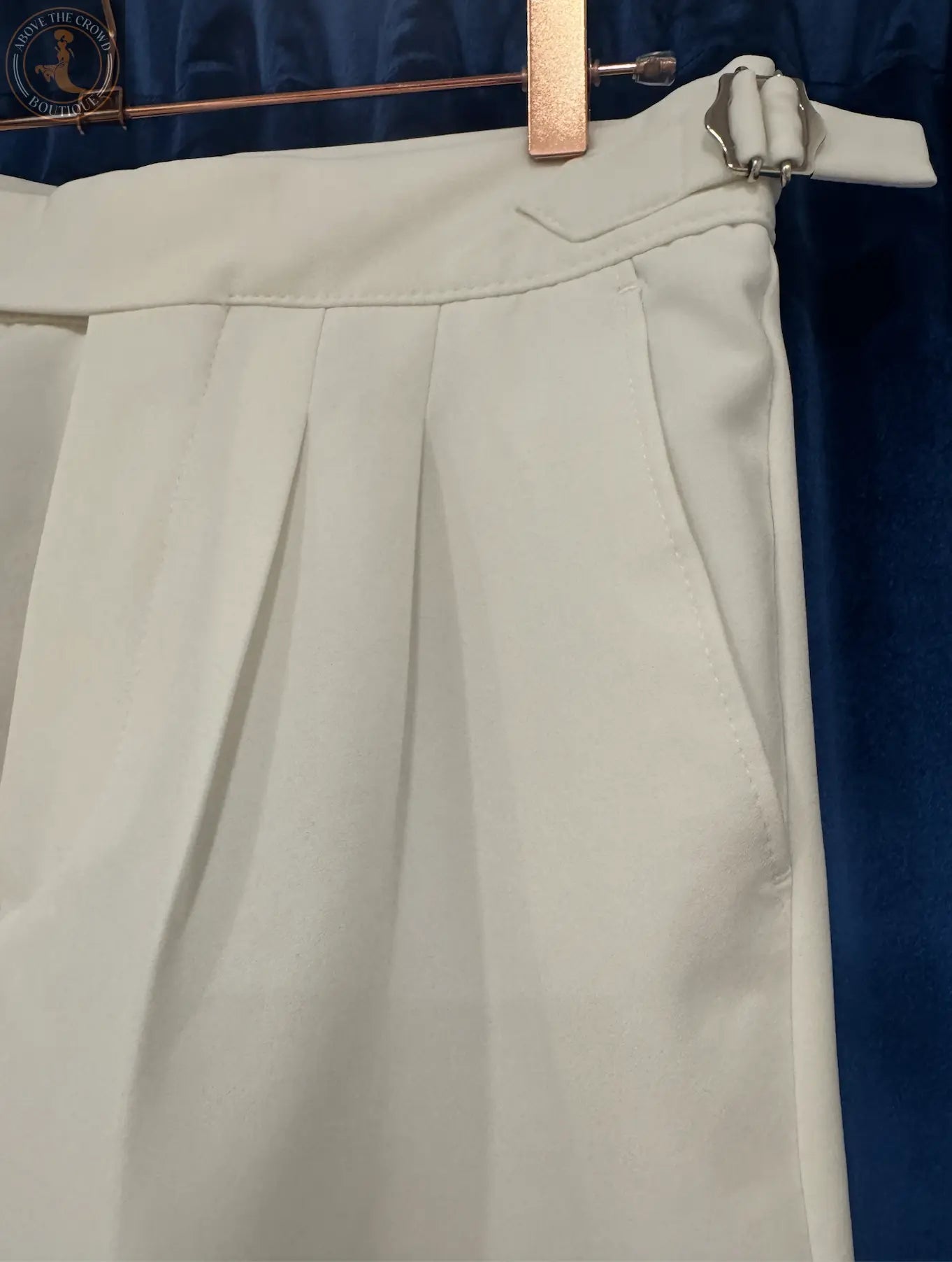 Men’s Pleated Tailored Trousers  with Side Buckle Tabs FCplus-Men's Fashion