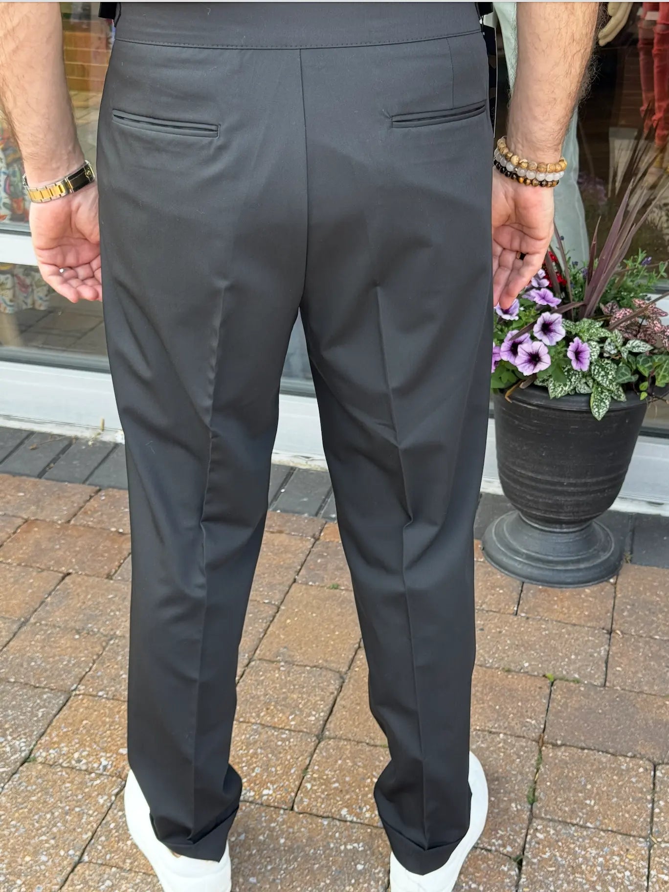 Men’s Pleated Tailored Trousers  with Side Buckle Tabs FCplus-Men's Fashion