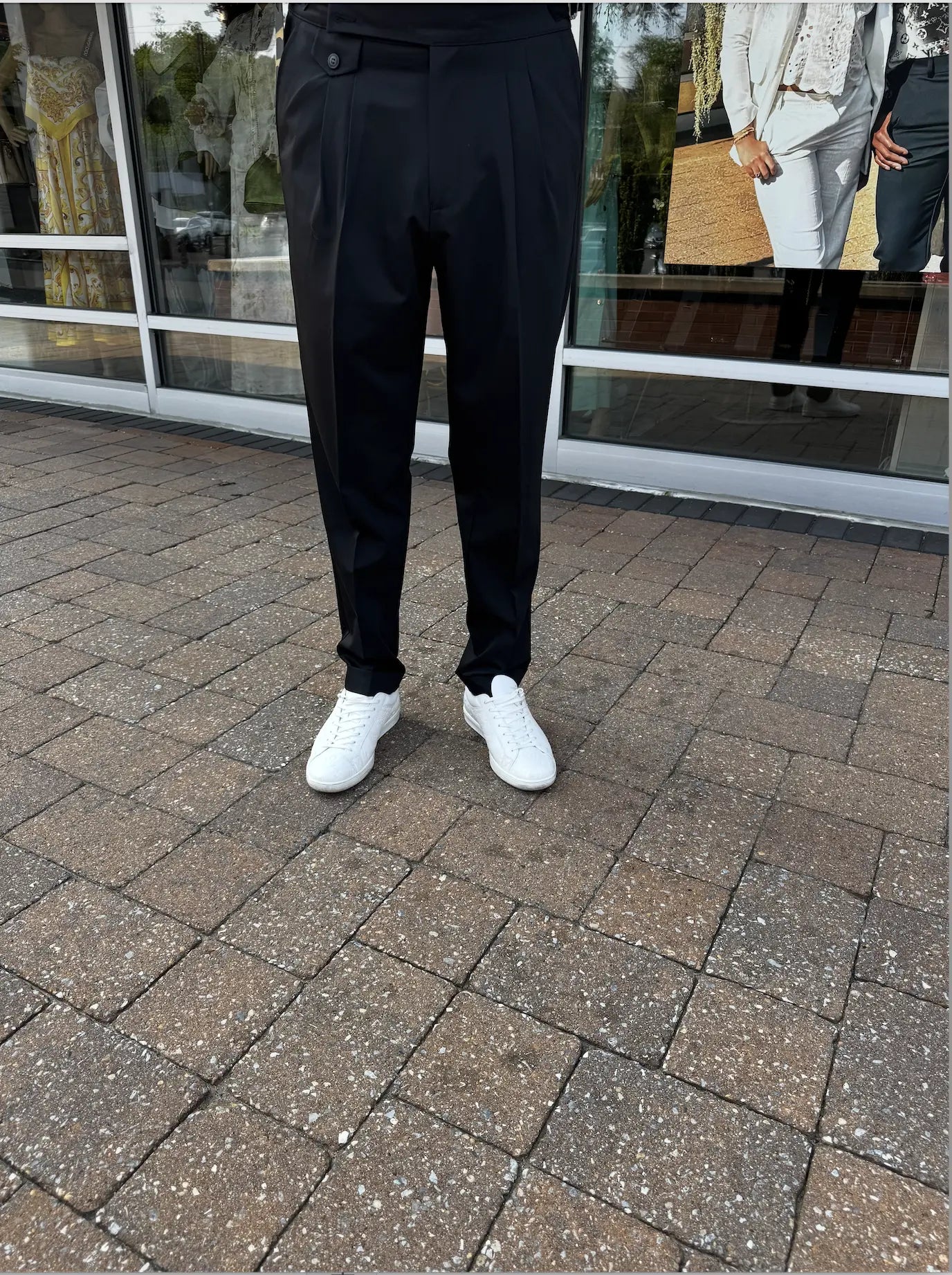 Men’s Pleated Tailored Trousers  with Side Buckle Tabs FCplus-Men's Fashion