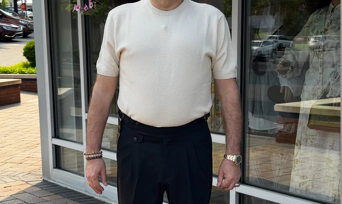 Men’s Textured Knit Short Sleeve T-Shirt FCplus-Men's Fashion