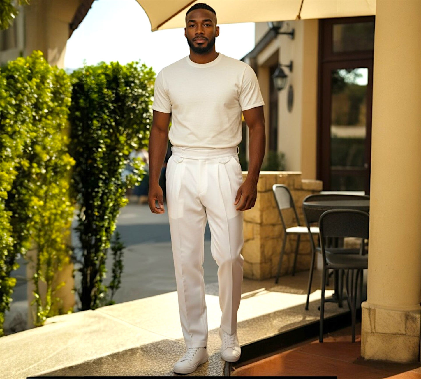 Men’s Pleated Tailored Trousers with Side Buckle Tabs - Above the Crowd Boutique
