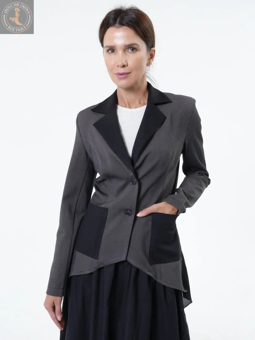Metamorphosa Asymmetric Blazer With Chiffon At The Back Metamorphoza