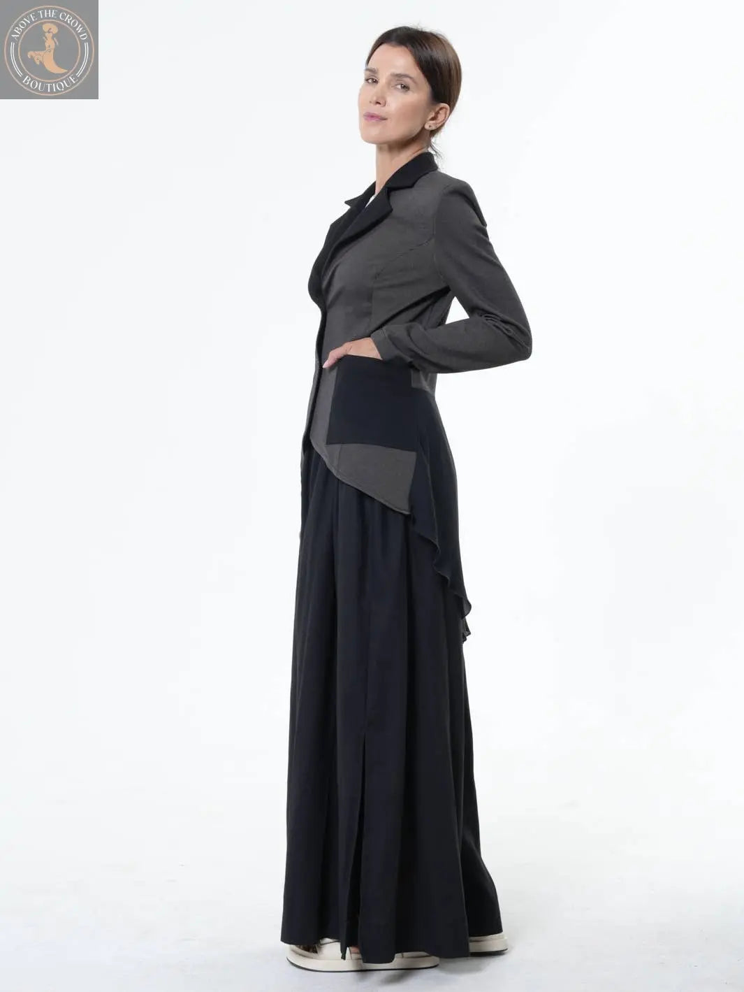 Metamorphosa Asymmetric Blazer With Chiffon At The Back Metamorphoza