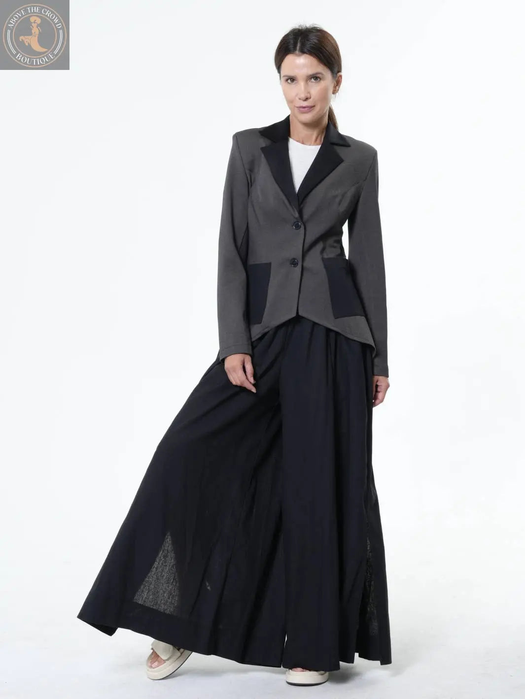 Metamorphosa Asymmetric Blazer With Chiffon At The Back Metamorphoza