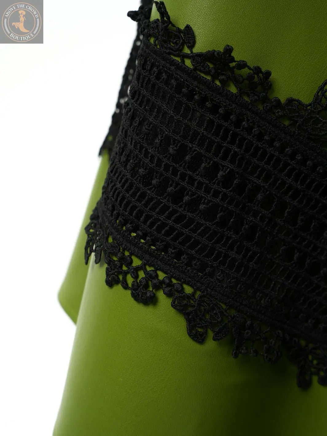 Metamorphosa Vegan Leather Tulle Skirt - Green Boho Midi Skirt Metamorphoza