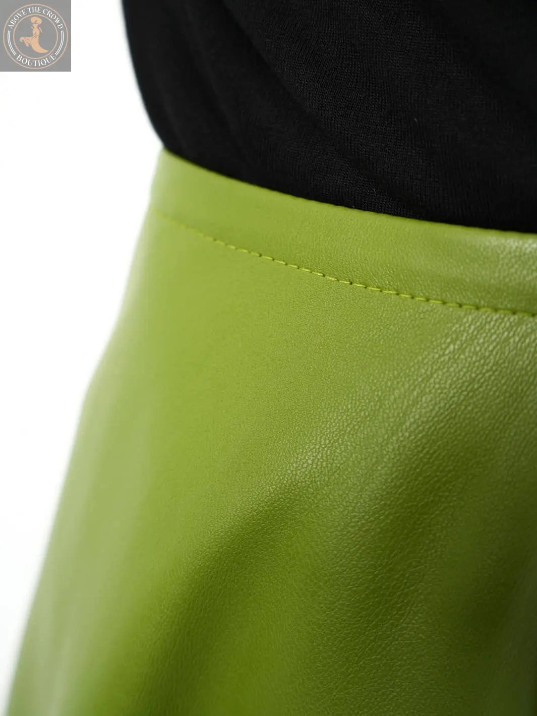 Metamorphosa Vegan Leather Tulle Skirt - Green Boho Midi Skirt Metamorphoza