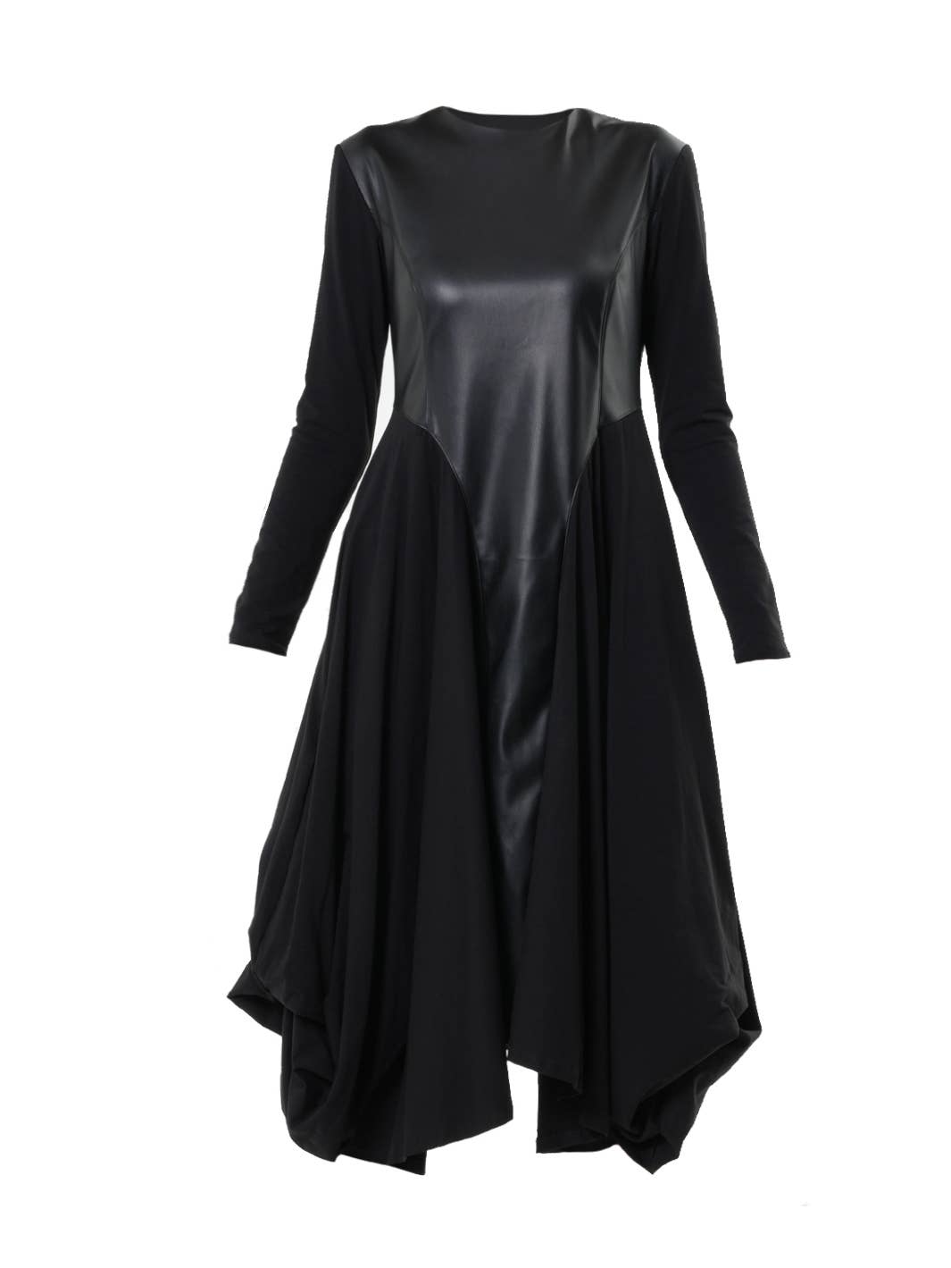 Metamorphoza Black Asymmetric Leather Dress Metamorphoza