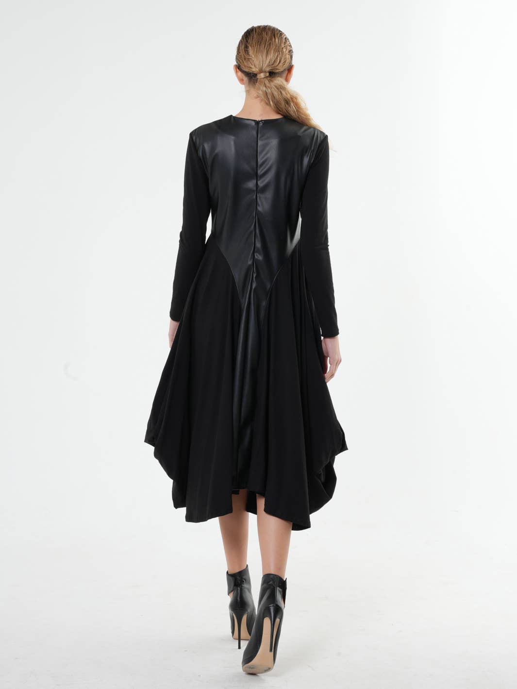 Metamorphoza Black Asymmetric Leather Dress Metamorphoza