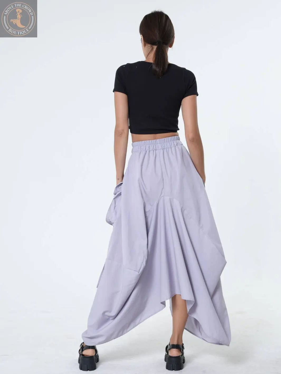 Metamorphoza Draped Maxi Skirt - Gray Cotton Skirt with Pockets - Unique European Style Metamorphoza
