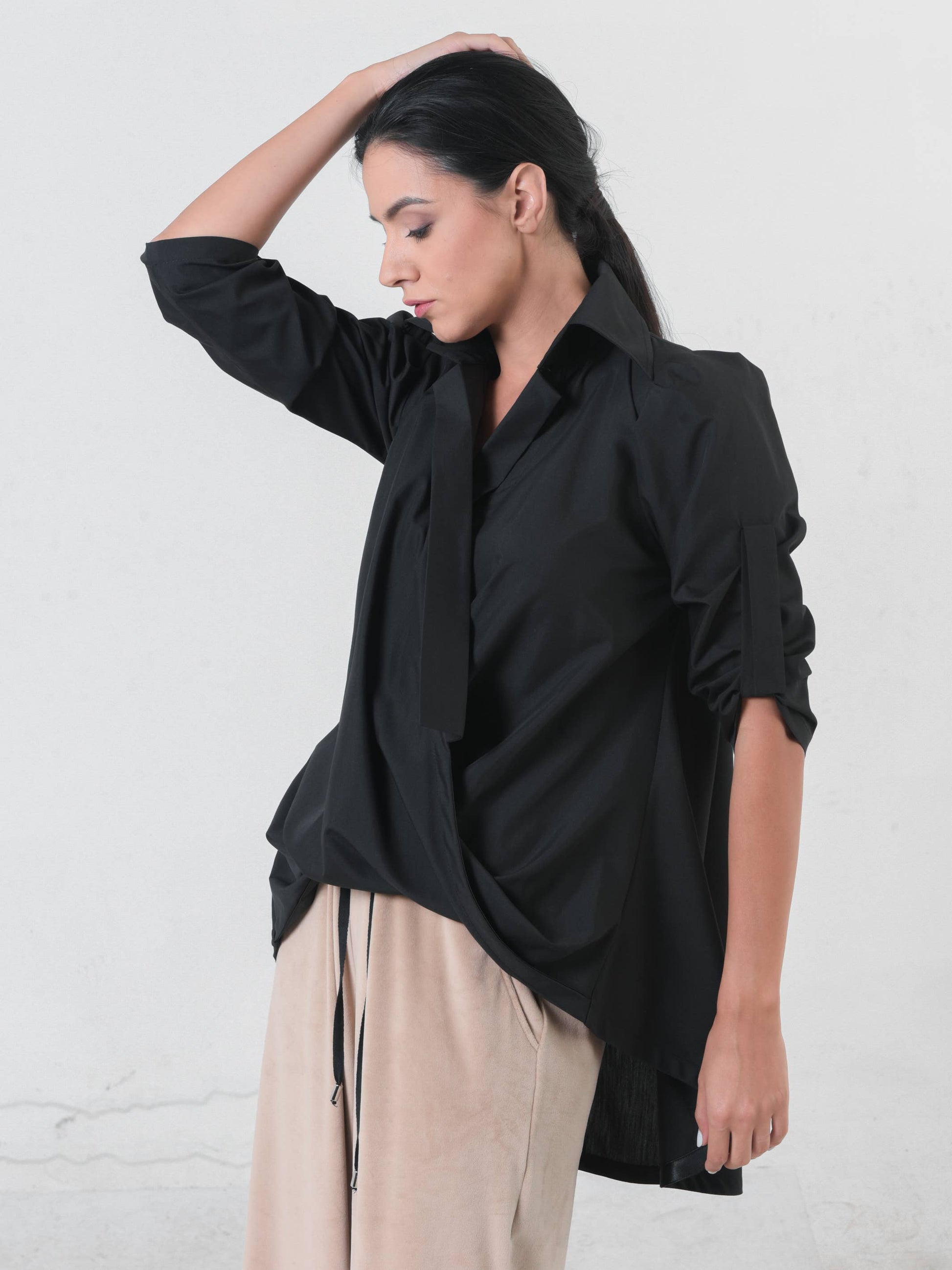 Metamorphoza Oversize Shirt with Belt Metamorphoza