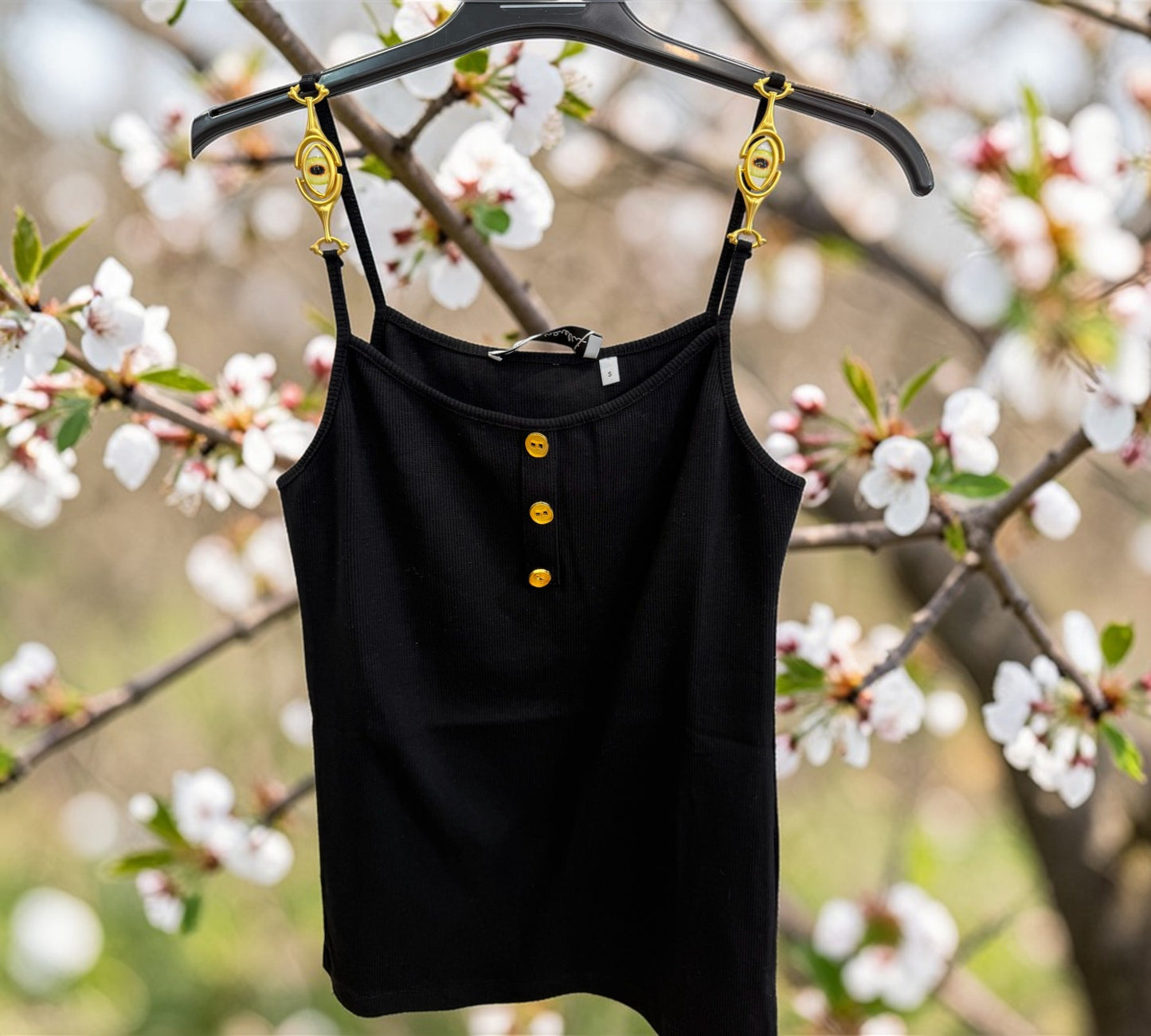 Nobello Ribbed Button Tank Top