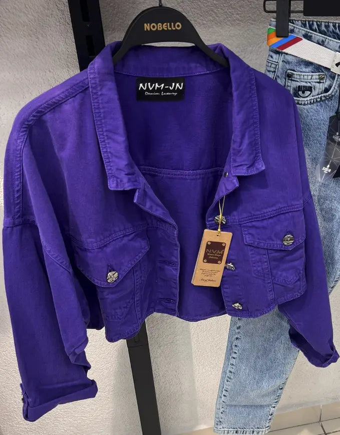 Nobello Crapped Purple Jean Jacket 7401 Nobello