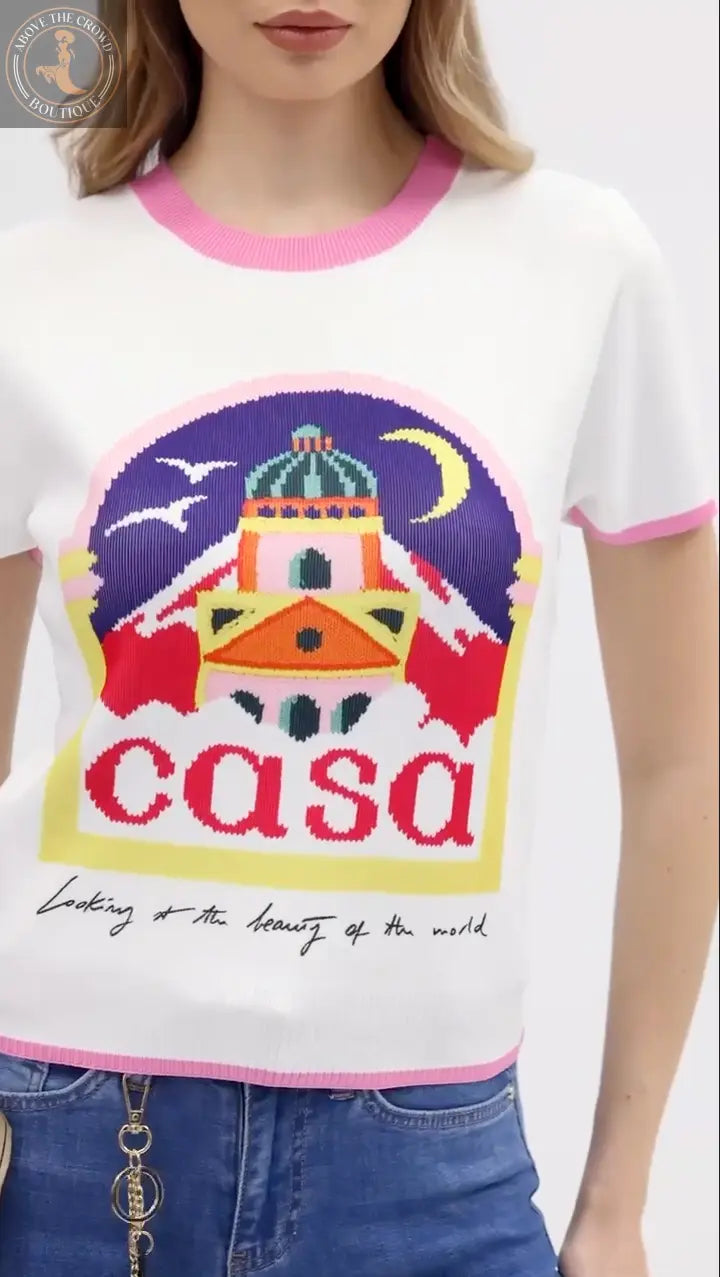 Nobello European Knit Graphic T-Shirt - Unique Women's Designer Tee Nobello