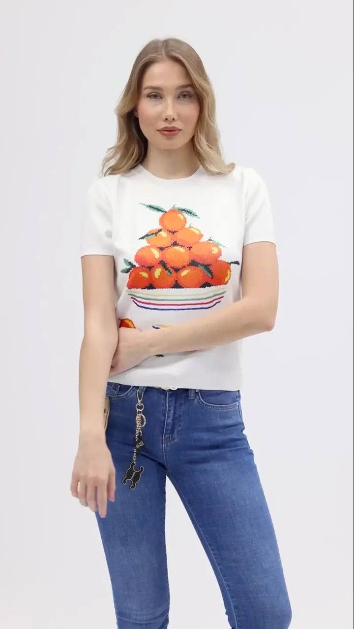 Nobello European Knit Graphic T-Shirt - Unique Women's Designer Tee Nobello