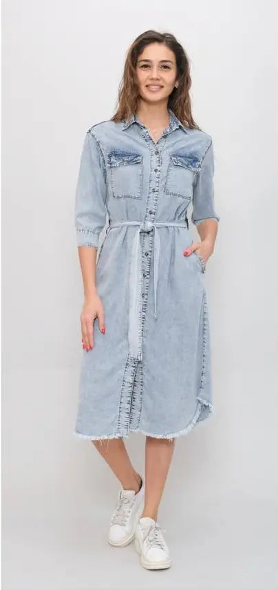 Nobello Light Wash Denim Dress 7021 Nobello